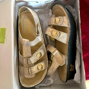 Alegria leather gold sandals